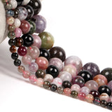 Colorful Tourmaline Stone Round Spacer Beads 4/6/8/10/12mm DIY Bracelet