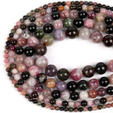 Colorful Tourmaline Stone Round Spacer Beads 4/6/8/10/12mm DIY Bracelet