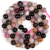 Colorful Tourmaline Stone Round Spacer Beads 4/6/8/10/12mm DIY Bracelet