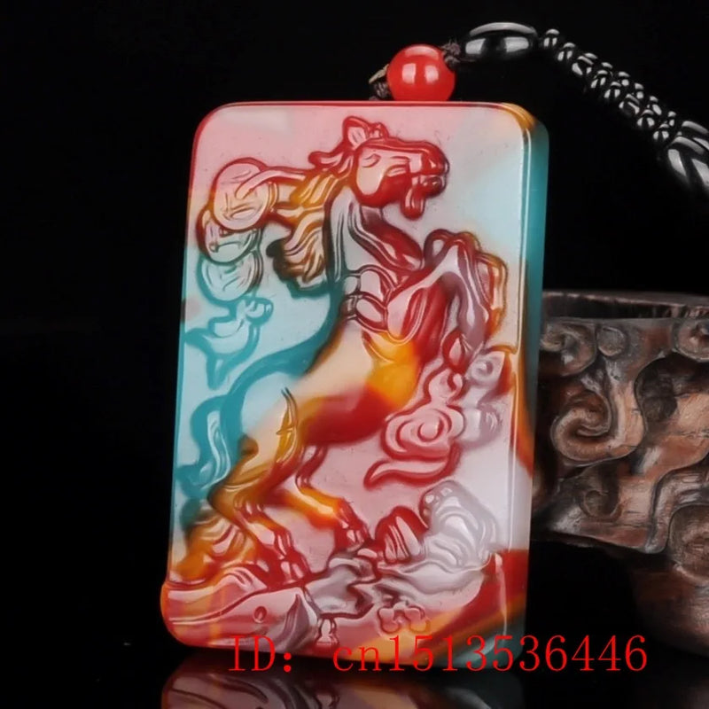 Natural Colour Jade Horse Pendant Necklace Charm Jewellery Accessories