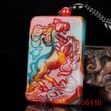 Natural Colour Jade Horse Pendant Necklace Charm Jewellery Accessories