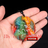 Natural Colour Jade Money Dragon Pendant Necklace Chinese Charm
