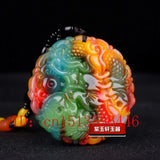 Natural Colour Jade Money Dragon Pendant Necklace Chinese Charm