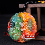 Natural Colour Jade Money Dragon Pendant Necklace Chinese Charm