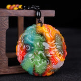 Natural Colour Jade Money Dragon Pendant Necklace Chinese Charm
