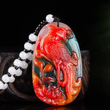 Natural Colour Jade Phoenix Pendant Necklace Chinese Charm Jewelry