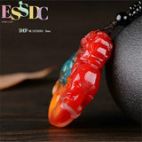 Natural Colour Jade Tiger Pendant Necklace Chinese Charm Jadeite Jewelry