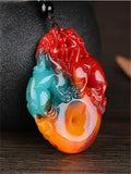 Natural Colour Jade Tiger Pendant Necklace Chinese Charm Jadeite Jewelry