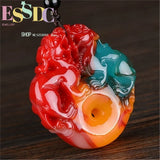 Natural Colour Jade Tiger Pendant Necklace Chinese Charm Jadeite Jewelry