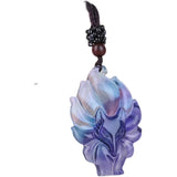 Natural Colour Jade Nine Tailed Fox Pendant Necklace Luck Amulet