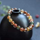 Copper Rutilated Quartz Crystal Bracelet Colorful Beads 7-12mm AAAAA