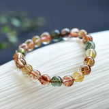 Copper Rutilated Quartz Crystal Bracelet Colorful Beads 7-12mm AAAAA