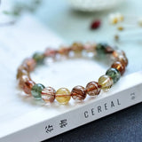 Copper Rutilated Quartz Crystal Bracelet Colorful Beads 7-12mm AAAAA