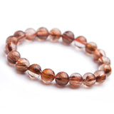 Copper Rutilated Quartz Round Beads Bracelet Stretch 7mm-14mm