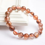 Copper Rutilated Quartz Round Beads Bracelet Stretch 7mm-14mm