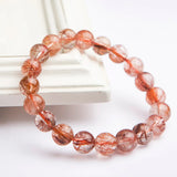 Copper Rutilated Quartz Round Beads Bracelet Stretch 7mm-14mm