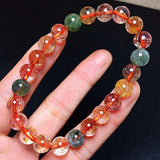 Copper Rutilated Quartz Crystal Bracelet Round Beads Wealthy Stone