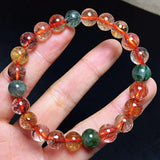 Copper Rutilated Quartz Crystal Bracelet Round Beads Wealthy Stone