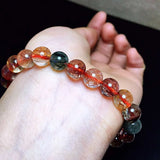Copper Rutilated Quartz Crystal Bracelet Round Beads Wealthy Stone