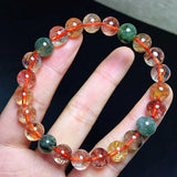 Copper Rutilated Quartz Crystal Bracelet Round Beads Wealthy Stone