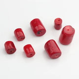 Red Natural Coral Drum Beads 2pcs/lot DIY Jewelry Making Accessories