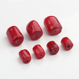 Red Natural Coral Drum Beads 2pcs/lot DIY Jewelry Making Accessories