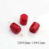 Red Natural Coral Drum Beads 2pcs/lot DIY Jewelry Making Accessories