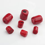 Red Natural Coral Drum Beads 2pcs/lot DIY Jewelry Making Accessories