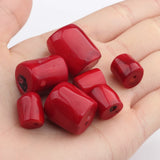 Red Natural Coral Drum Beads 2pcs/lot DIY Jewelry Making Accessories