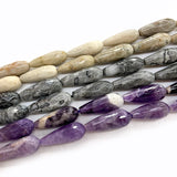 Coral Fessoil Amethyst Stone Beads 15'' Faceted Drop DIY Loose Beads