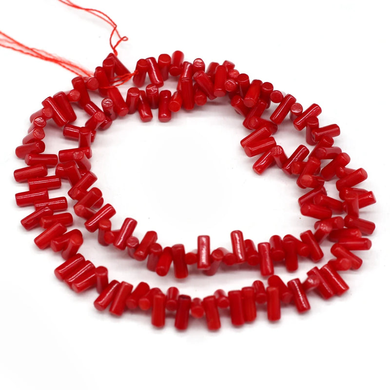 Natural Coral Red Crushed Stone Spacer Beads for Jewelry Making