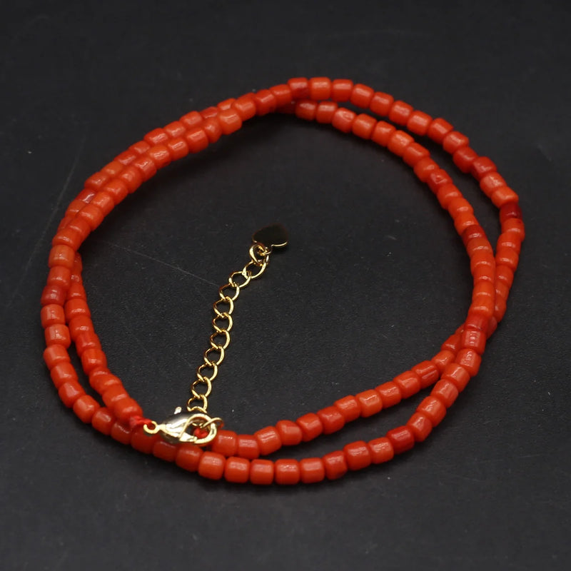 Natural Coral Square Bead Clasp for DIY Jewelry 3mm