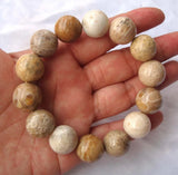 Coral Stone Round Beads Bracelet Stretch Jewelry