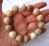 Coral Stone Round Beads Bracelet Stretch Jewelry