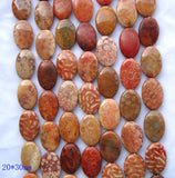 Natural Coral Stone Flat Oval Shape Loose Beads For Jewelry Making