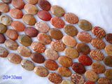 Natural Coral Stone Flat Oval Shape Loose Beads For Jewelry Making
