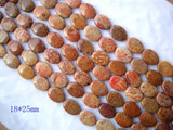 Natural Coral Stone Flat Oval Shape Loose Beads For Jewelry Making