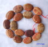 Natural Coral Stone Flat Oval Shape Loose Beads For Jewelry Making