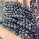 Natural Cordierite Stone Beads 15'' Round DIY Loose Beads
