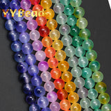 Colorful Natural Jade Chalcedony Beads Round Loose Charm Beads
