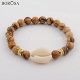 Cowrie Shell Charm Bracelet Howlite Turquoise Beads Jewelry