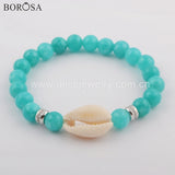 Cowrie Shell Charm Bracelet Howlite Turquoise Beads Jewelry
