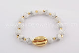 Cowrie Shell Charm Bracelet Howlite Turquoise Beads Jewelry