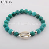 Cowrie Shell Charm Bracelet Howlite Turquoise Beads Jewelry