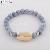 Cowrie Shell Charm Bracelet Howlite Turquoise Beads Jewelry