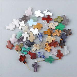 Cross Shape Stone Bead Multicolor Jades Agates Loose Spacer 12*16mm