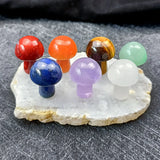 Crystal Mushroom Ornament Opal Rose Quartz Amethyst Tiger's Eye Agate Chakra