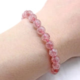 Strawberry Quartz Bead Bracelet 100% Natural Crystal 6-10mm Women Gift