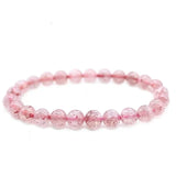 Strawberry Quartz Bead Bracelet 100% Natural Crystal 6-10mm Women Gift