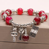 Crystal Agate Bracelet Fortune Cat Lady Key Love Bangle